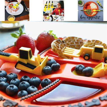 Build & Bite | Placer de comer para pequeños constructores - Juego de cubiertos infantil lúdico
